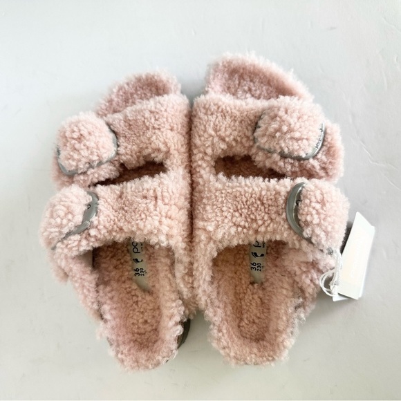 NWT Birkenstock Papillio Arizona Big Buckle Shearling fuzzy sandal pink 36/5 - Picture 6 of 16